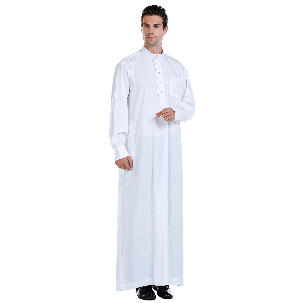 Classic White Color Saudi Arab Plain Men Thobe Long Dress Muslim Islamic Clothing Cheap Saudi Men Thobe Wholesale