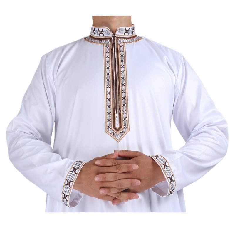 2023 men saudi style thobe in stocks solid color islam highest quality arabia thobe dubai wholesale market