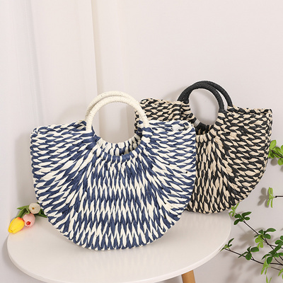 New Arrival Hand Woven Women Handbags Summer Beach Straw Tote Bag