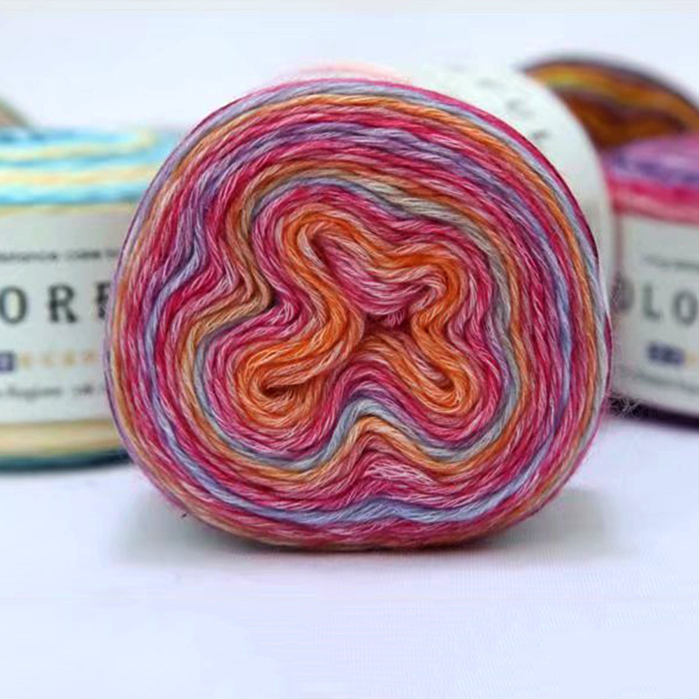 China factory wholesale Craft Vogue hand crochet soft multi color wool blended acrylic knitting cake yarn