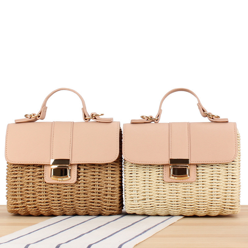 2024 wholesale Woven Wicker Clutch summer beach Crossbody Handbags fashion handbag straw bag for women