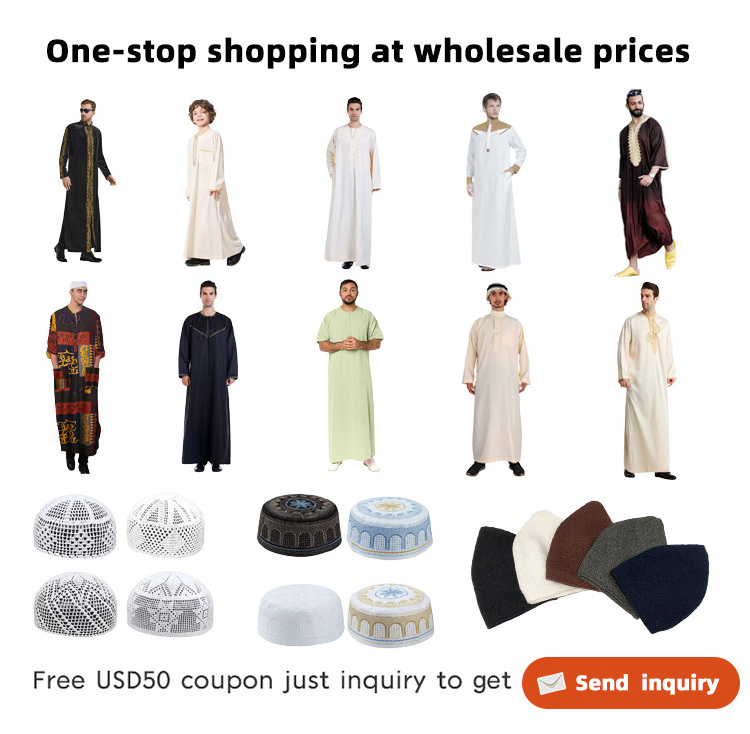 Custom moroccan thobe for men wholesale kaftan thobes for muslim men 2023