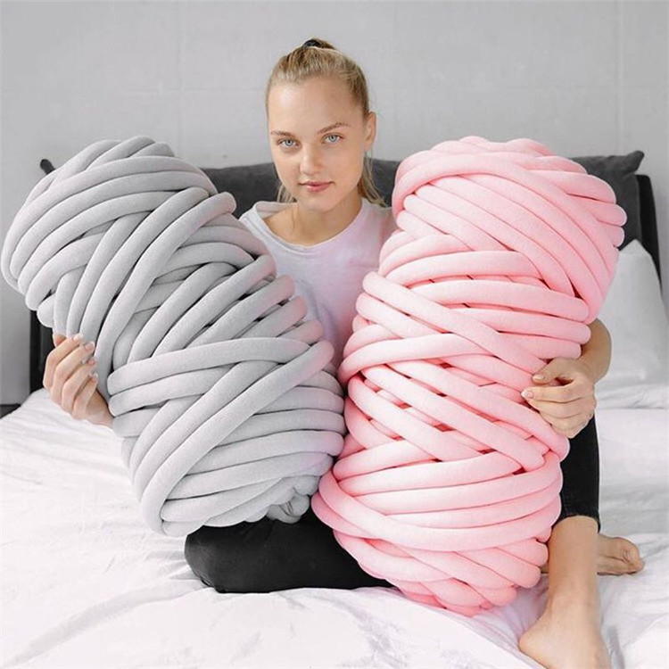 chunky yarn cotton polyester 1000g hollow cotton tube yarn for DIY blanket bed fence