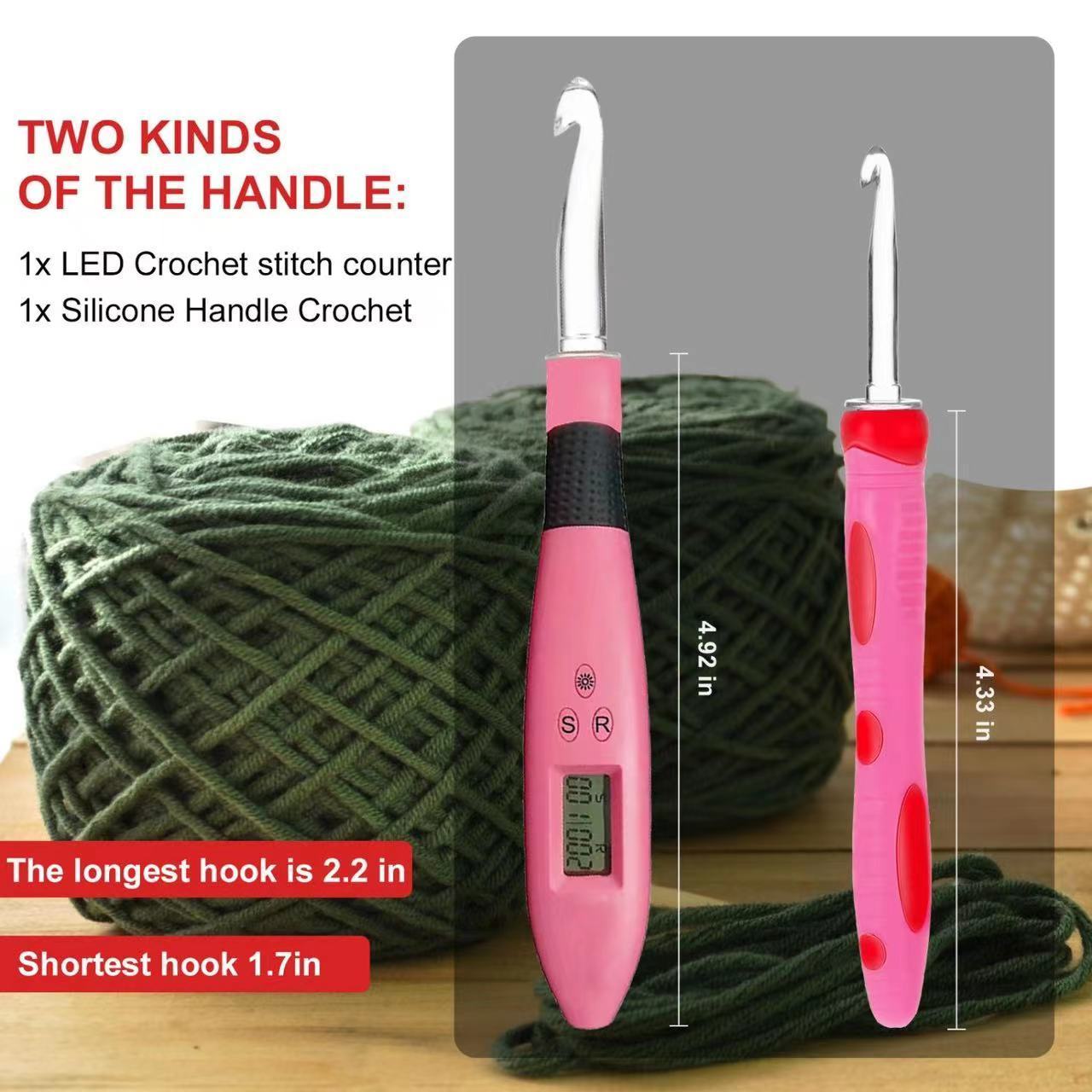 DIY hand knitting tool  USB 11 pcs head rechargeable luminous counter  Led crochet hook set