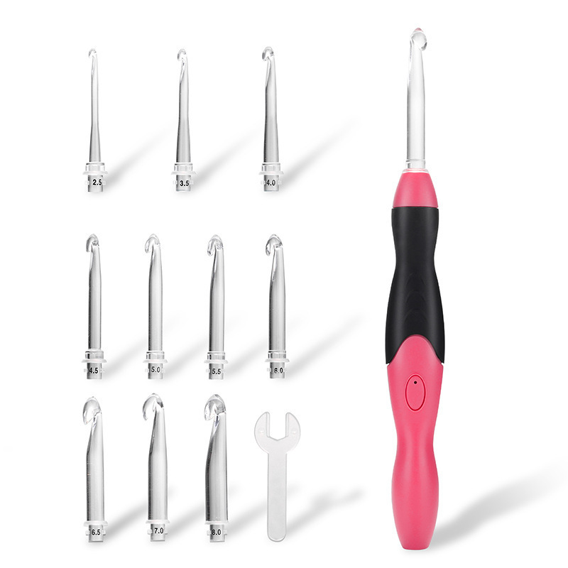 DIY hand knitting tool  USB rechargeable luminous Crochet 11 pcs head Led crochet hook set