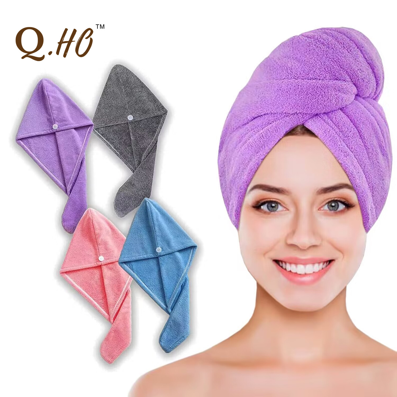 Wholesale custom super absorbent fast drying women wrapped microfiber salon curly hair towel