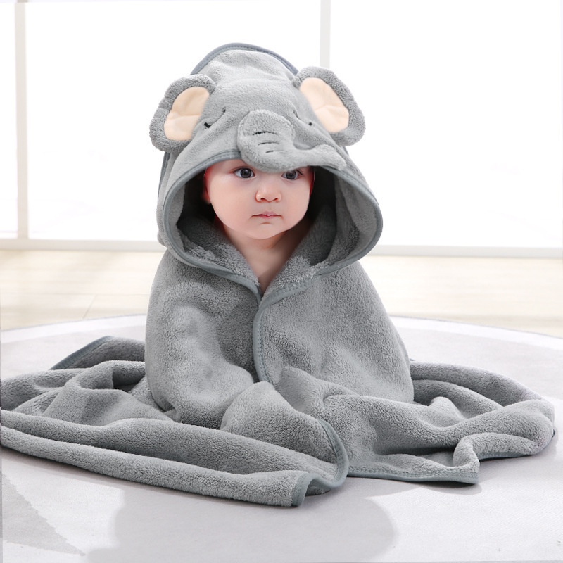 Breathable hooded bamboo bath towel Warm soft safe coral velvet microfiber hooded ponchos baby towel