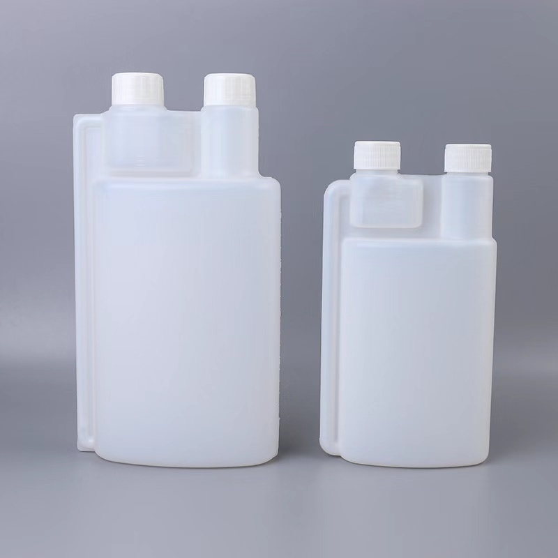 dual chamber PE  plastic bottle 100ml 250ml 500ml 1000ml twin neck bottle