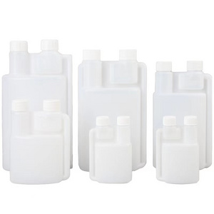 dual chamber PE  plastic bottle 100ml 250ml 500ml 1000ml twin neck bottle