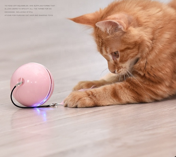 Smart Cat interactive Toy LED  light Flashing Automatic Rotating Ball Rolling  USB charging Ball cat toy ball electric