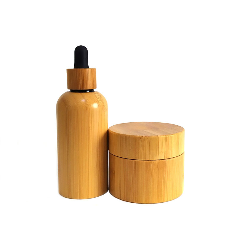 Recyclable 15ml 30ml 50ml Spray Bottles Empty Frosted Glass Lotion Spray Bottles Cosmetic Container Jar Vials with Bamboo Lid