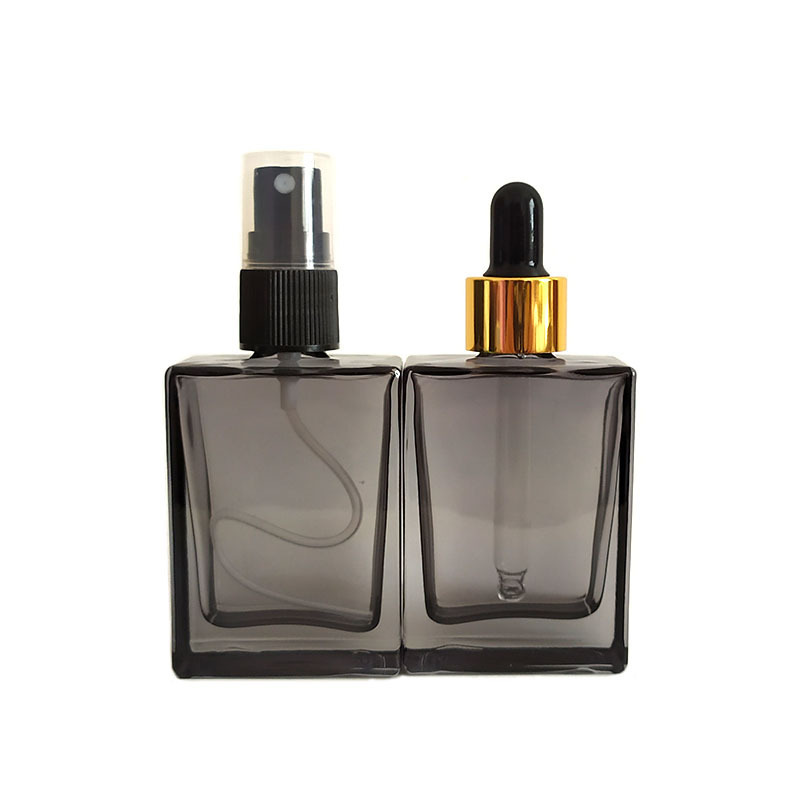 Spray bottle empty perfume refillable, round, square, clear, glass, with spray black, gold and silver, 30ml 50ml 100ml