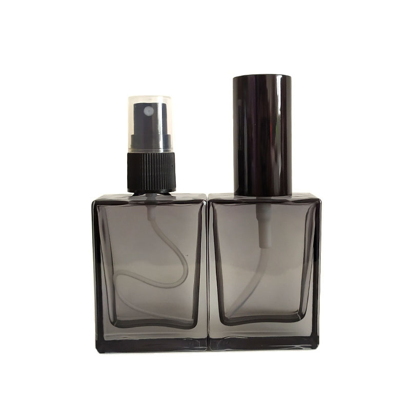 Spray bottle empty perfume refillable, round, square, clear, glass, with spray black, gold and silver, 30ml 50ml 100ml