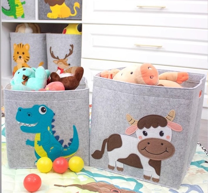 Multifunction Baby Indoor safe wool felt fabric collapsible Storage Box Cabinet Children Toys Storage Kids play organizer