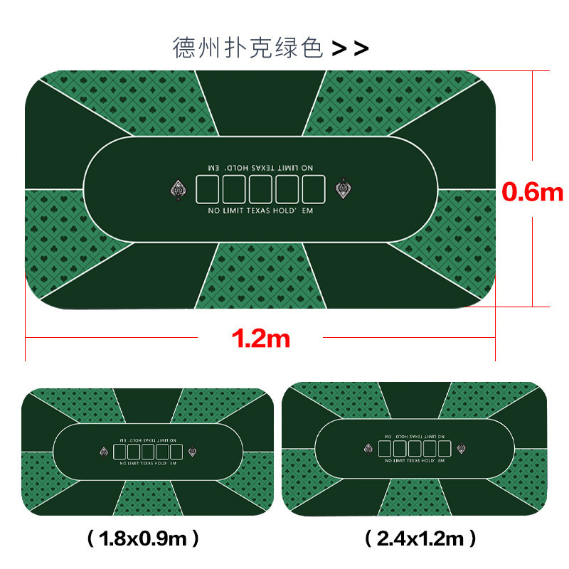 Manufacturer Factory Made in China 180*90cm Hot Sale Gambling Entertainment Portable Green Felt Poker Table Mat For Texas Holden