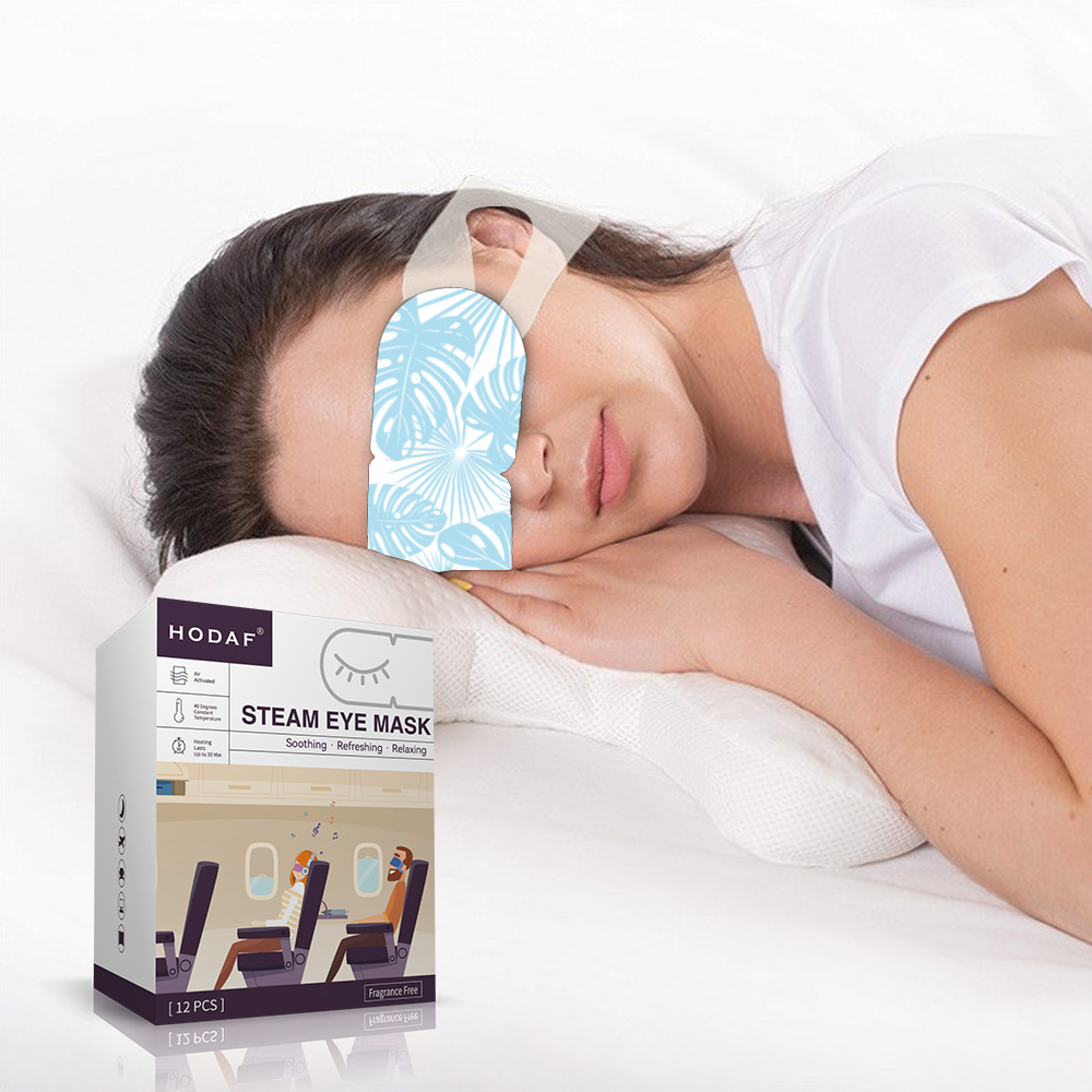 OEM/ODM Self heating Steam Eye Mask with Micro Elastic Ear Hook 12 pieces Warming Steam Eye Patch