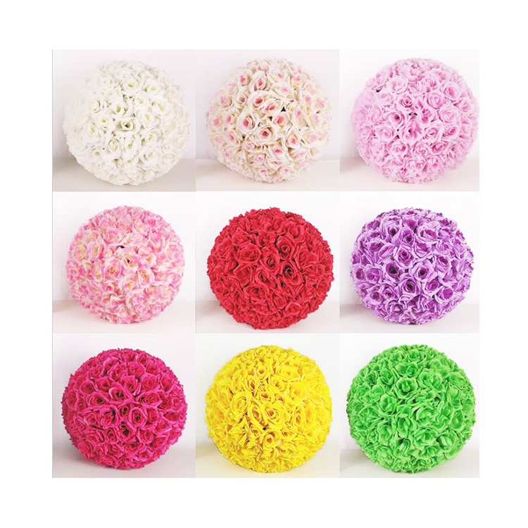 Artificial silk rose ball kissing balls flower for wedding decoration