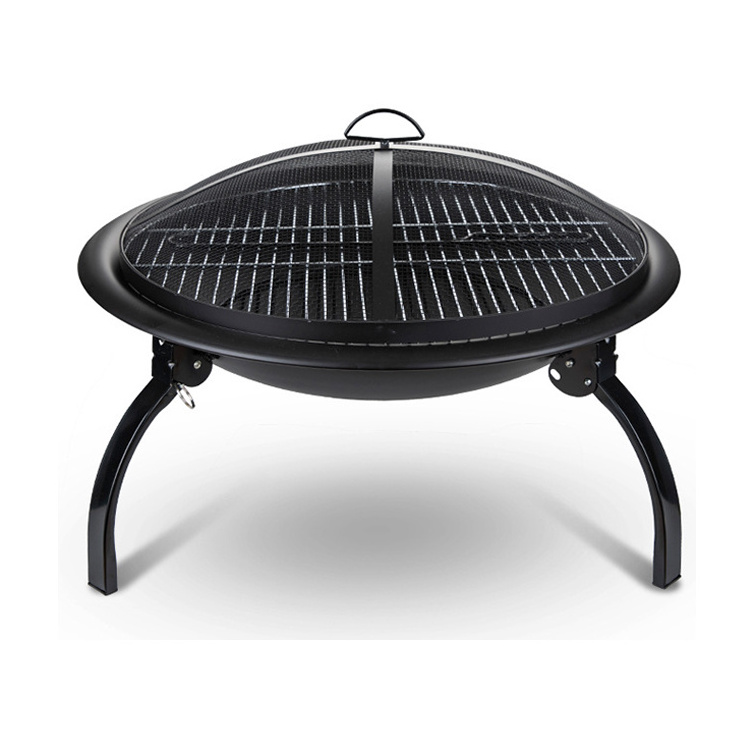 Outdoor Garden Family Barbecue Round foldable Bbq Charcoal Grill wood burning fire pit