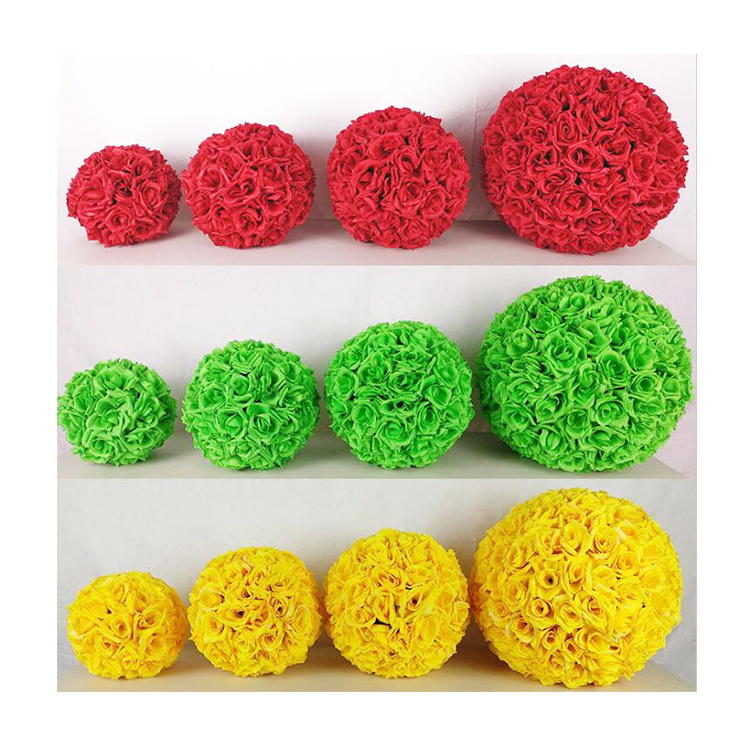 Artificial silk rose ball kissing balls flower for wedding decoration