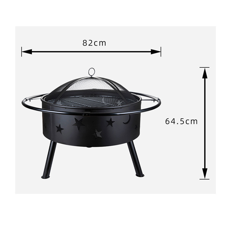 Outdoor Garden Family Barbecue Round foldable Bbq Charcoal Grill wood burning fire pit