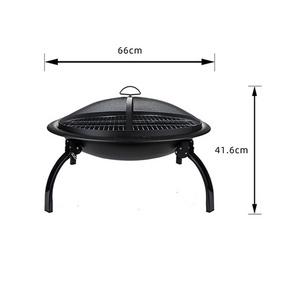 Outdoor Garden Family Barbecue Round foldable Bbq Charcoal Grill wood burning fire pit