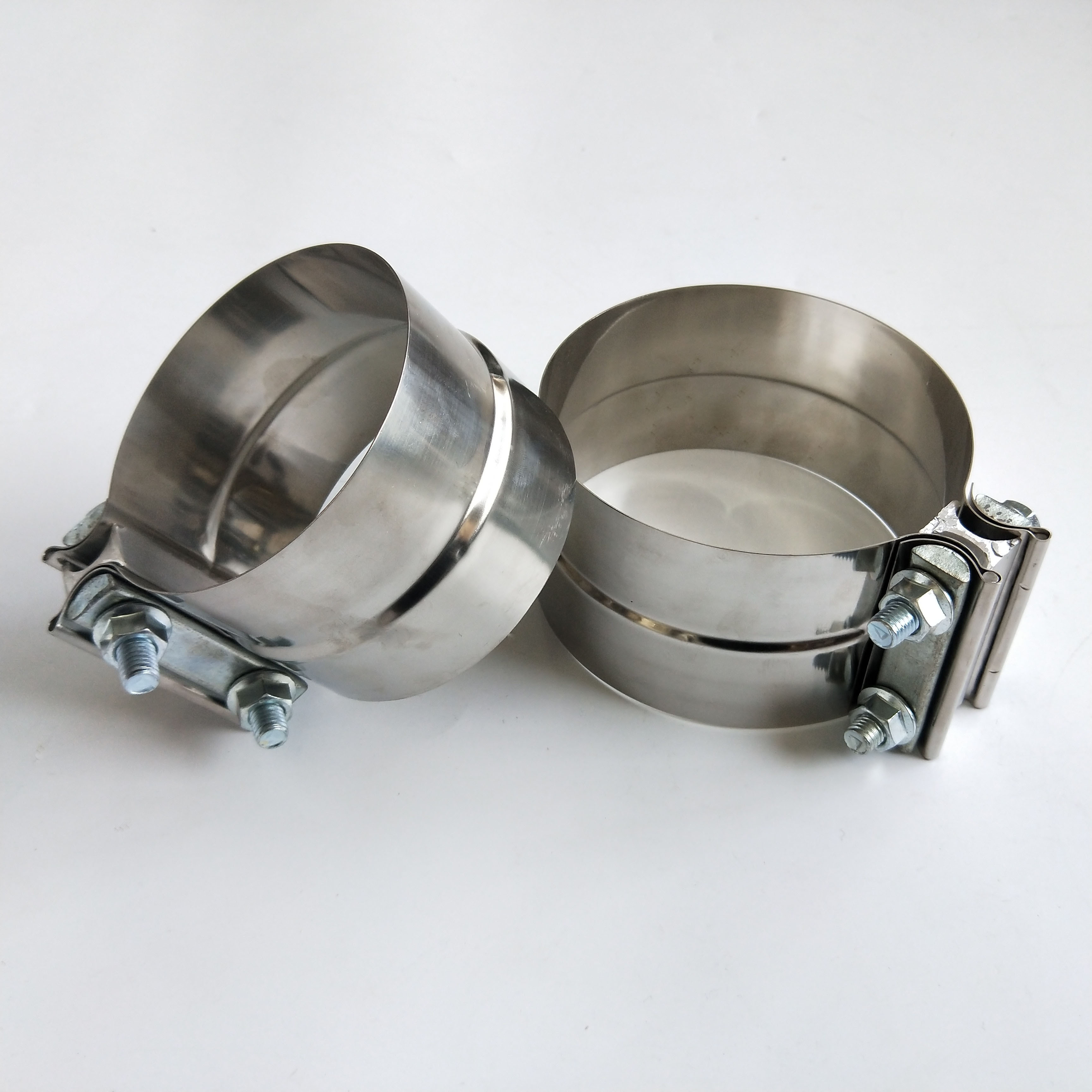 sample available 304 stainless steel Heavy Lap Joint Exhaust pipe clamp Band clamp for muffler pipes