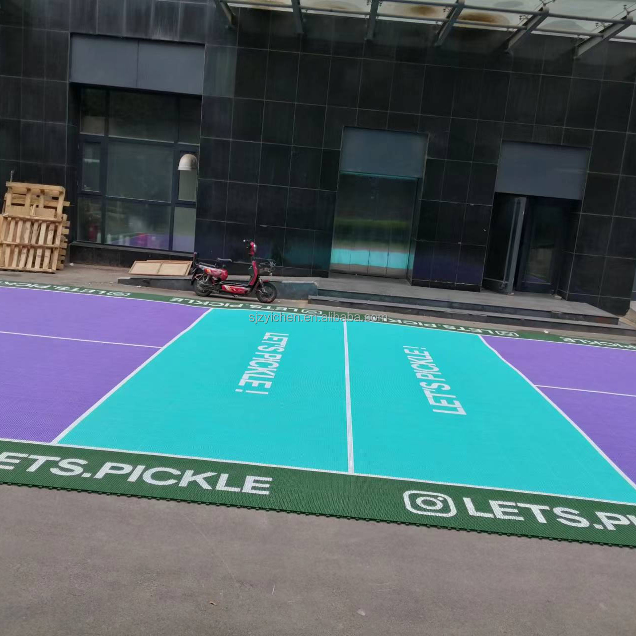 Intelligent PP portable basketball sport court material plastic tiles temporary pickleball flooring outdoor