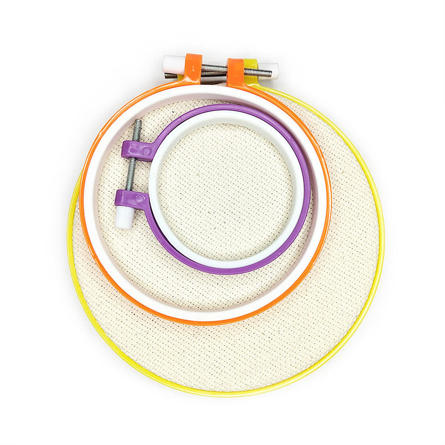 Hot sale colorful plastic cycle cross stitch embroidery hoops cross stitch frame