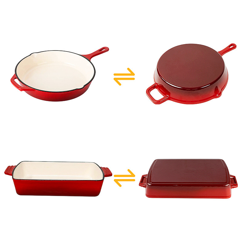 Enamel Cast Iron Cookware Casserole Set Cast Iron Enamel Cooking Pot Frying Pan Kitchen Cookware Set