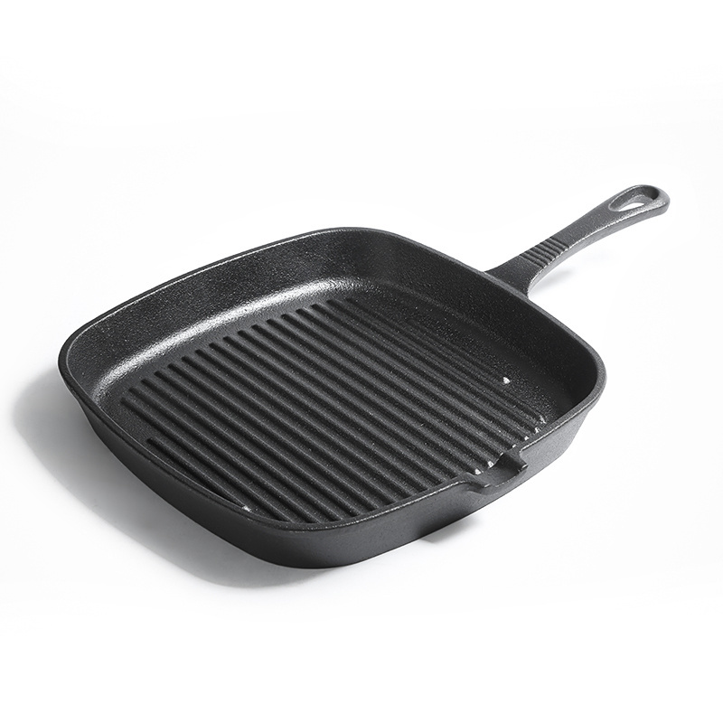 Cast Iron Frying Cookware Square Vegetable Oil Coated Grill Pan Non Stick Square Steak Pan