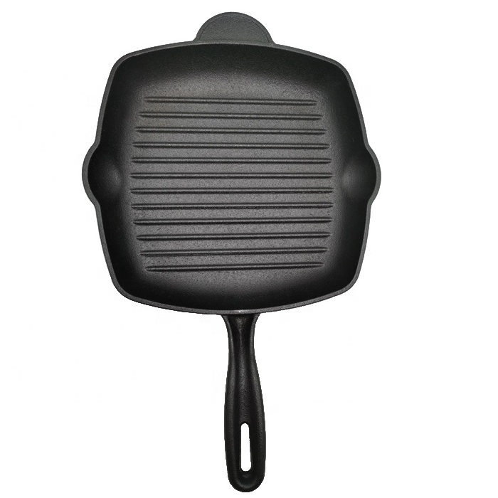 Factory Wholesale 26/28cm Cast Iron Grill Pan Non Stick Steak Frying Pan Cast Iron Striped Meat Wok Pan