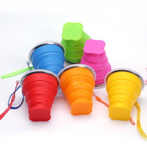 Wholesale Reusable Foldable Silicone Folding Rubber Drinking Collapsible Travel Silicone Coffee Cup with Lids