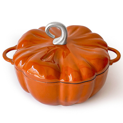 Pumpkin Shape Cast Iron Enamel Casserole Enamel Cast Iron Dutch Oven Pot With Lid And Handle