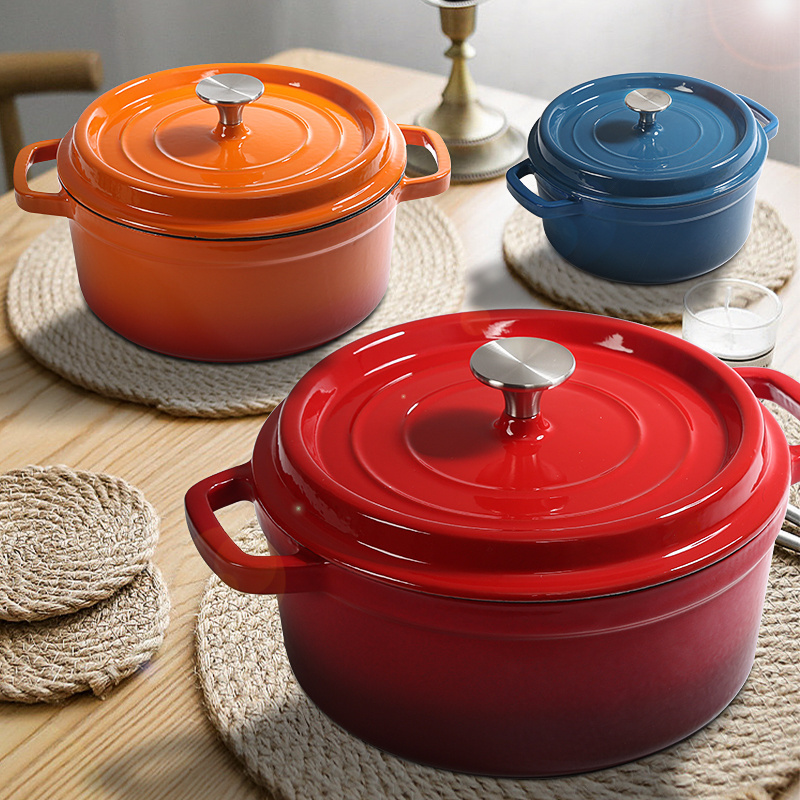 Enameled Cast Iron Dutch Oven Casserole Enamel Coated Cookware Pot For Cooking, Basting, Or Baking