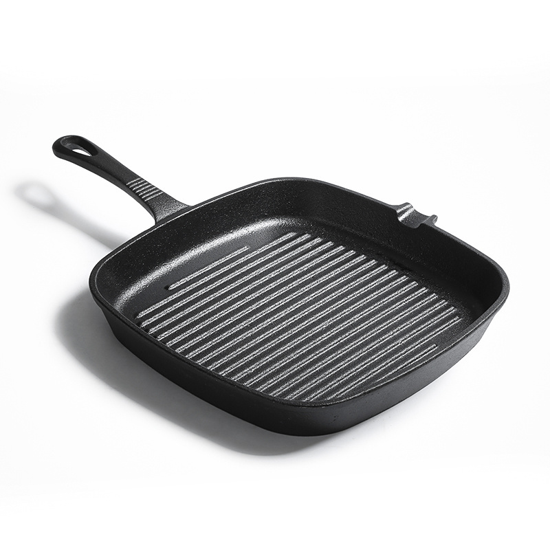 Cast Iron Frying Cookware Square Vegetable Oil Coated Grill Pan Non Stick Square Steak Pan