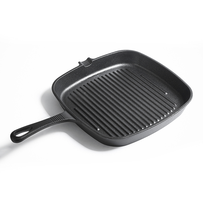 Cast Iron Frying Cookware Square Vegetable Oil Coated Grill Pan Non Stick Square Steak Pan