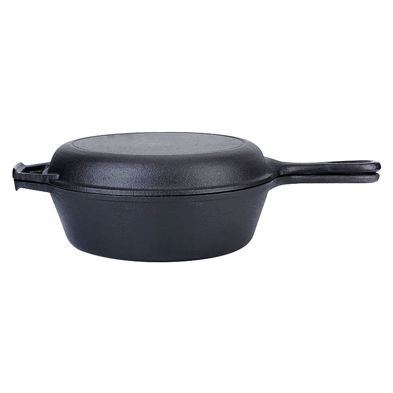 Manufacturer Cookware hot sale 2 in 1 Dutch Oven Pre seasoned Cast Iron Combo Cooker