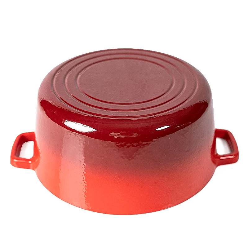 Pre-seasoned 2 In 1 Enamel Cast Iron Dutch Oven And Skillet Lid  Enameled Cast Iron Combo Cooker