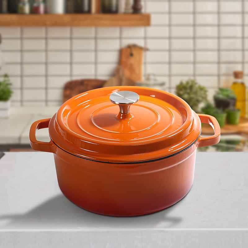 Enameled Cast Iron Dutch Oven Casserole Enamel Coated Cookware Pot For Cooking, Basting, Or Baking