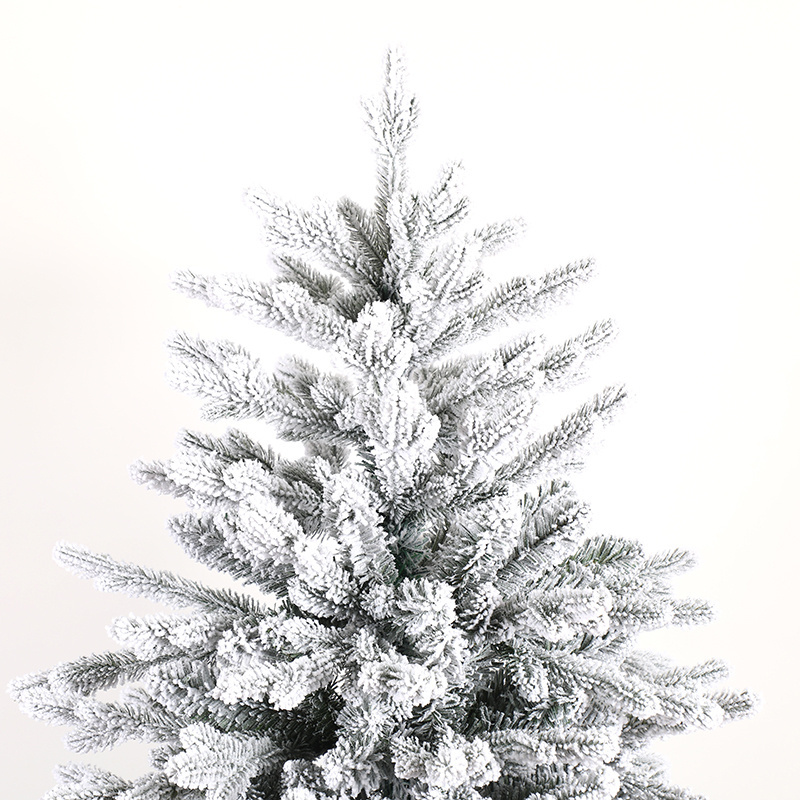 Wholesale of modern 7FT PE PVC pre luminous flocked snow LED lights for artificial Christmas trees by manufacturers