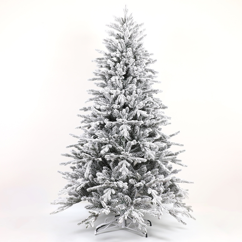 Wholesale of modern 7FT PE PVC pre luminous flocked snow LED lights for artificial Christmas trees by manufacturers