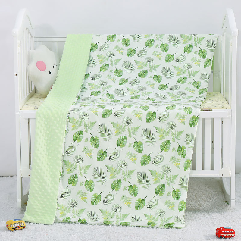 Wholesale Double Side Cotton Print Polyester Minky 3D Dot Soft Plush Baby Swaddle Bedding Blanket