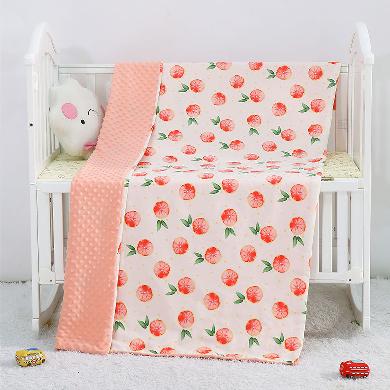 Wholesale Double Side Cotton Print Polyester Minky 3D Dot Soft Plush Baby Swaddle Bedding Blanket