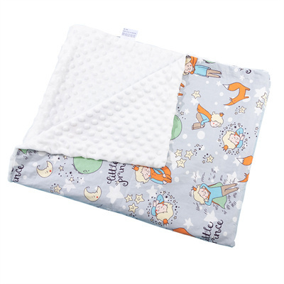 Wholesale Double Side Cotton Print Polyester Minky 3D Dot Soft Plush Baby Swaddle Bedding Blanket