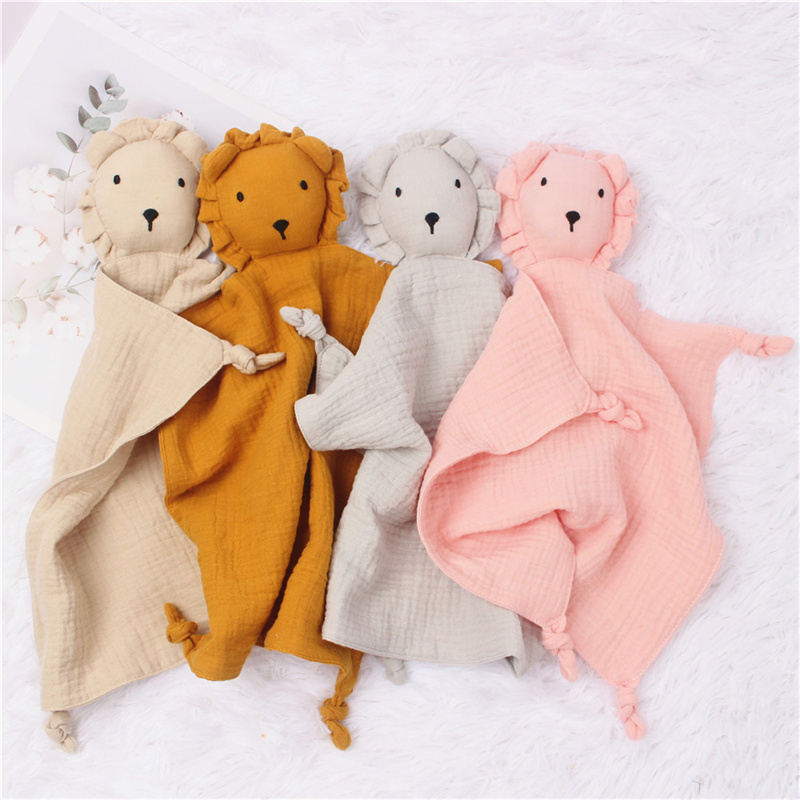 Hot Sale Luxury Non-toxic Super Soft Organic Muslin Cotton Washable Cat Bunny Shape Security Baby Comforter Blanket Toy