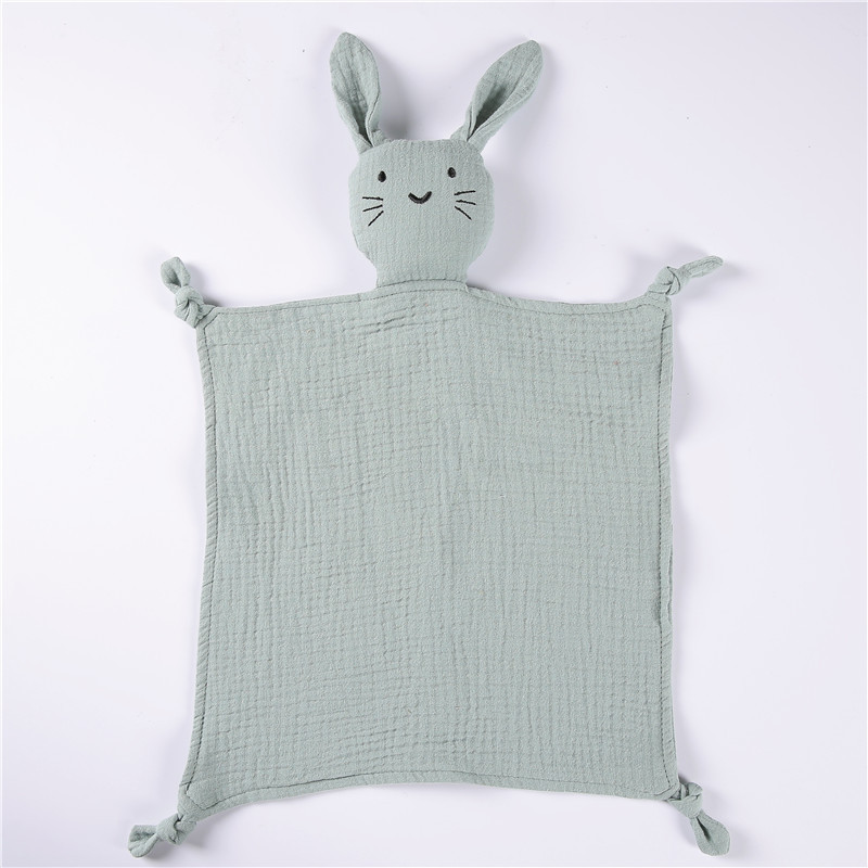 Hot Sale Luxury Non-toxic Super Soft Organic Muslin Cotton Washable Cat Bunny Shape Security Baby Comforter Blanket Toy