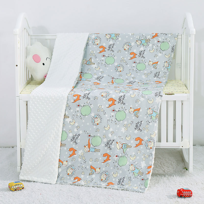 Wholesale Double Side Cotton Print Polyester Minky 3D Dot Soft Plush Baby Swaddle Bedding Blanket