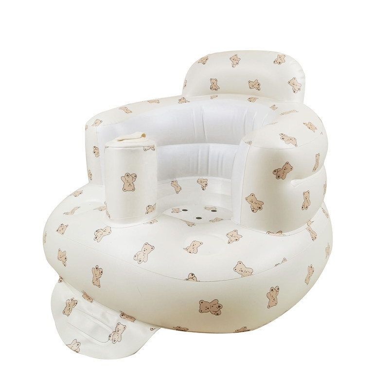 PVC Printer Baby Kids Inflatable Leisure Chair Learning Eating Dinner Bathing Stool Baby Sofa