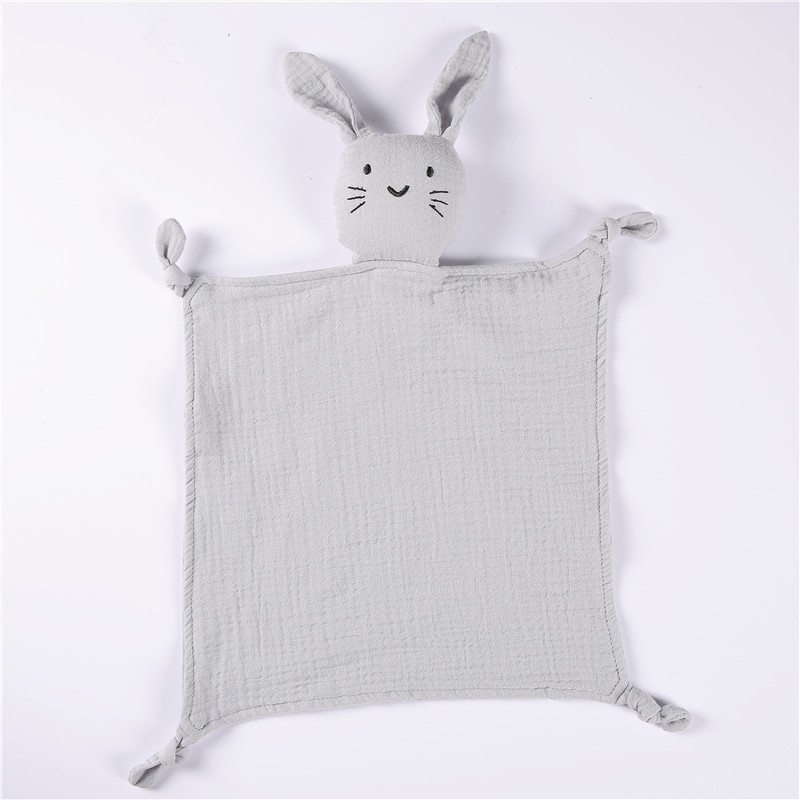 Hot Sale Luxury Non-toxic Super Soft Organic Muslin Cotton Washable Cat Bunny Shape Security Baby Comforter Blanket Toy