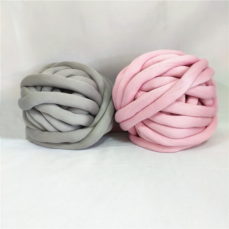 Anti-pilling Machine Washable Super Chunky Knit Cotton Tube Yarn Soft Arm Knitting Giant Tube Yarn